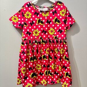 Pink Floral, Polka Dot and Minnie Mouse Shoes Short Sleeve Dress, Size 2T